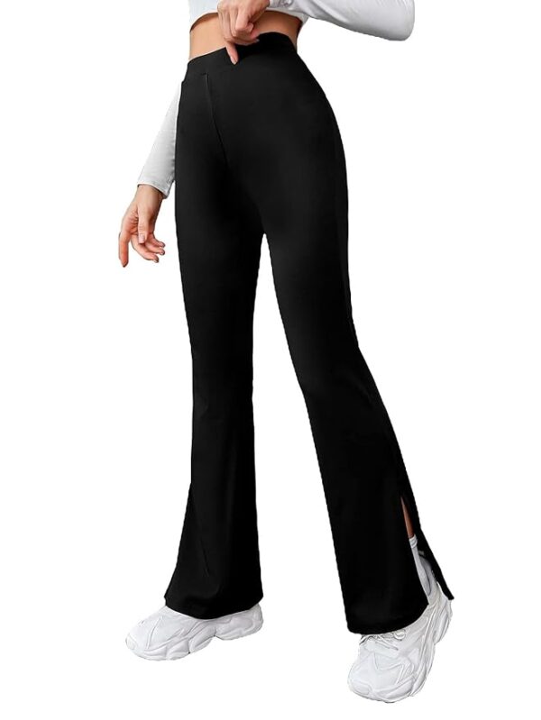 Women's & Girls' Solid Side Split Hem Flare Leg Bell Bottom Pants Trouser
