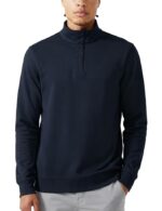 Premium Microfiber Blend High Neck Sweatshirt for Man, Fleece Lined Pullover Sweater for Men(Navy)