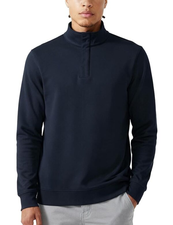 Premium Microfiber Blend High Neck Sweatshirt for Man, Fleece Lined Pullover Sweater for Men(Navy)