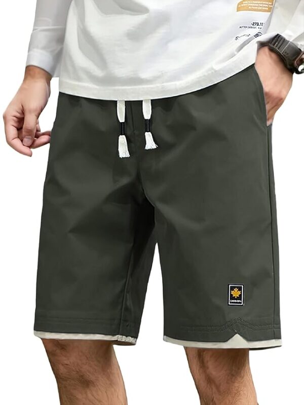 Men Shorts Cotton Casual (Shorts-35-38)(Olive Green)