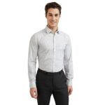 Men's Pure Cotton Print Pattern Slim Fit Regular Collar Full Sleeve Casual Shirt(White)