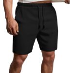 Zip Pocket Regular Fit Shorts for Men | Cotton French Terry Fabric (Black)