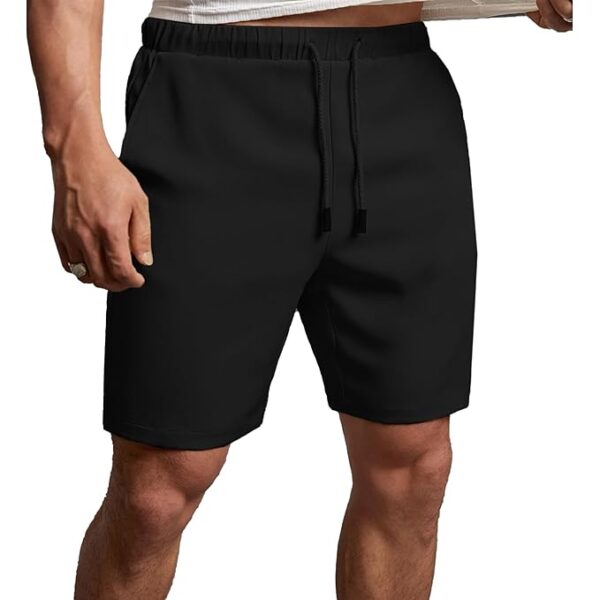 Zip Pocket Regular Fit Shorts for Men | Cotton French Terry Fabric (Black)