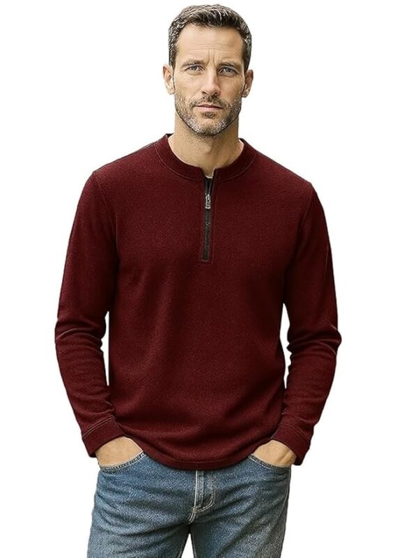 Men’s Cotton Blend Full Sleeve Solid Henley T Shirts( Maroon)