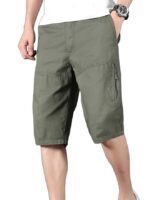 Men Green Shorts Cotton Casual (Shorts-29-32)