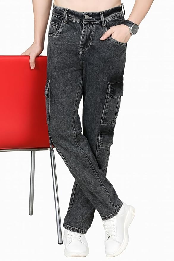 Men's Cotton Blend Relaxed Fit Cargo Pants with Multi Utility Pockets | Straight Fit Casual Trousers for Men | Outdoor & Streetwear Bottom Wear