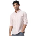 Men's Cotton Full Sleeve Regular Fit Casual Solid Shirt(Baby Pink)