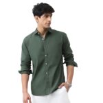 Men's Cotton Full Sleeve Regular Fit Casual Solid Shirt(Sage Green)