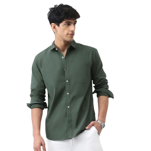 Men's Cotton Full Sleeve Regular Fit Casual Solid Shirt(Sage Green)