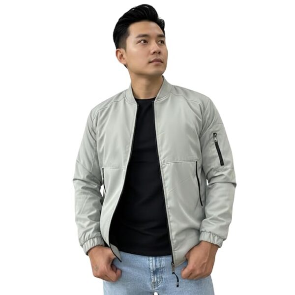 Windproof  Cloth with Fur, Zipped mandarin Collar, 2 Front Pockets & Side Arm Pocket, Casual(Grey)