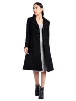 Women's Black Winter Coat Trench Long Sleeves Over Coat With Pocket single Breasted