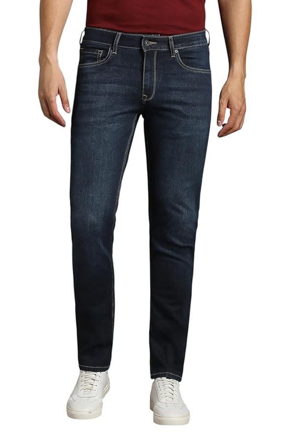 Men's Slim Fit Stretch Fabric for Comfort Premium Wash Aesthetic Authentic Twill(Navy)
