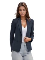 Casual Blazer for Women, Elegant Satin Coat for Office & Party Use(Blue)