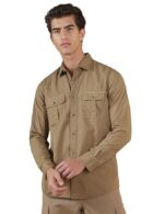 Malibu Beige Men's Full Sleeve Overdyed Solid Shirt - Regular Fit | Full Sleeve | Double Pockets
