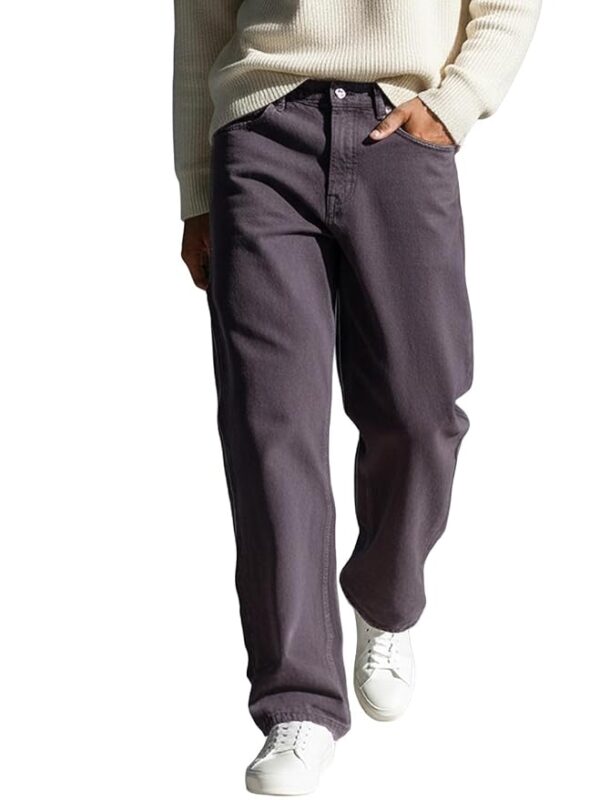 Men's Loose Mid Rise Jeans(Purple)