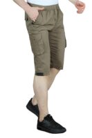 Men Cotton Regular Fit Solid Knee Length Short | 2 Zipper Pocket | 4 Button Pockets (Grey)