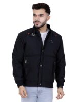 Full Sleeves Bomber Jacket for Men | TPU Men's Standing Collar Lightweight Winter Jacket(Black)