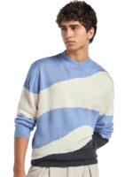 Men's Color Block Oversized Fit Full Sleeve Round Neck Acrylic Flatknit Sweater