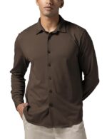 Men Cotton Blend Regular Constant All-Degree Shirt Full Sleeve(Coffee Brown)