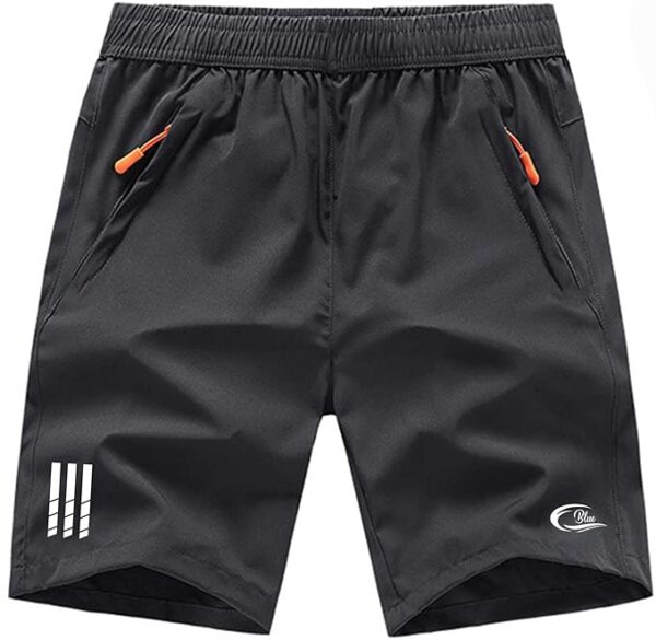 Men's Outdoor Quick Dry Lightweight Sports Shorts with 2 Zipper Pockets, Breathable Hiking Running Gym Workout Athletic Shorts(Charcoal Grey)