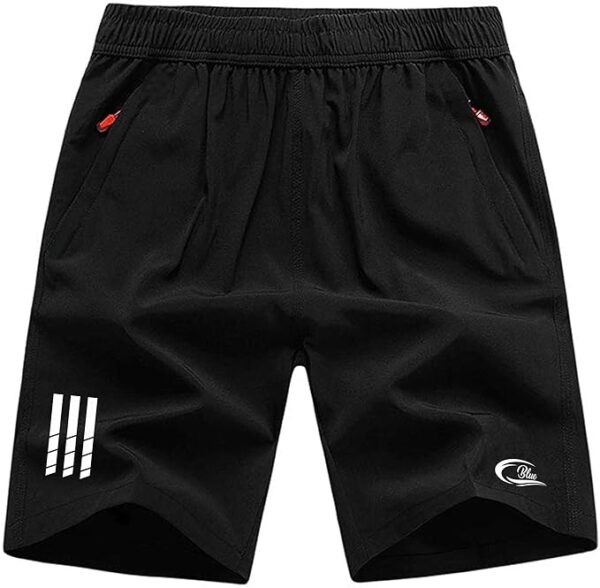 Men's Outdoor Quick Dry Lightweight Sports Shorts with 2 Zipper Pockets, Breathable Hiking Running Gym Workout Athletic Shorts(Black)