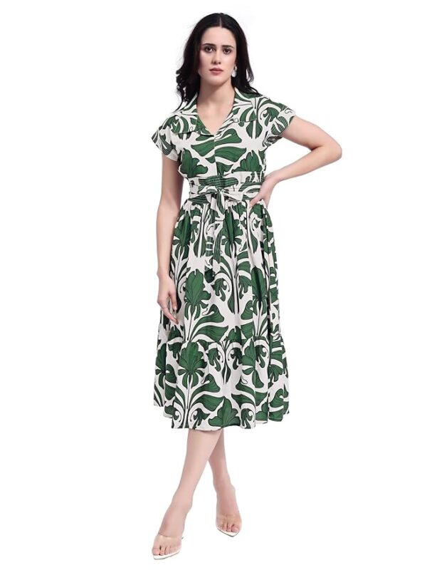 Women’s Maxi Cotton Blend Dress(Green)