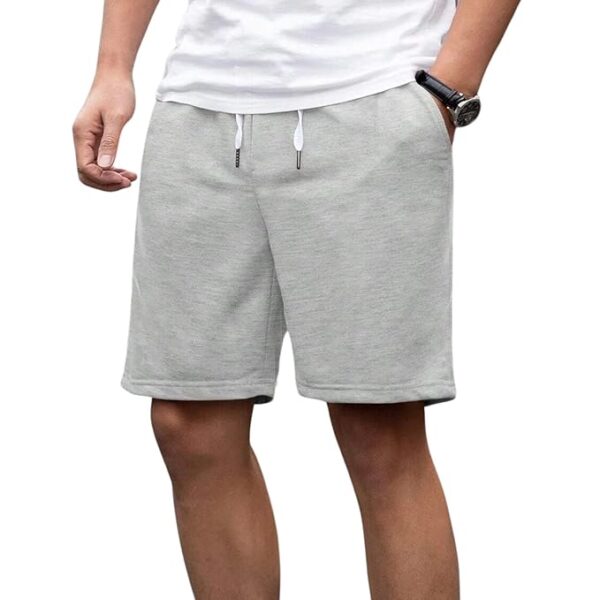 Zip Pocket Regular Fit Shorts for Men | Cotton French Terry Fabric (Grey )