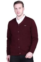 V Neck Cardigans for Men - Full Sleeve Woolen Sweater for Man Winter Wear(Wine)