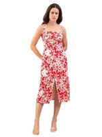 Women’s A-Line Midi Dress(Pink)