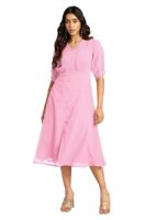 Women's Dobby Chiffon Woven Design A-Line Calf Length Dress