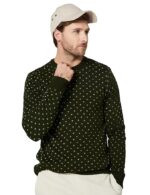Men's Green Casual Acrylic Crew Neck Sweater