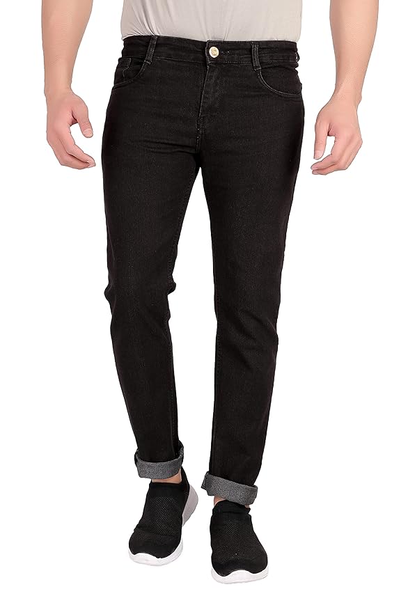 Jeans for Men Slim Fit Stretchable Casual Pants(Black)