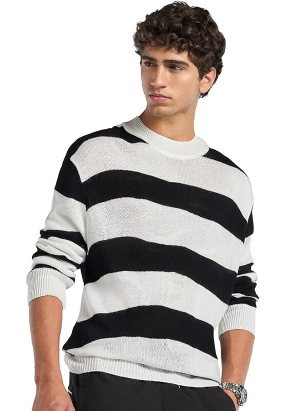 Men's Typography Oversized Fit Full Sleeve Round Neck Acrylic Sweater