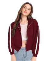 Women's Fleece Collared Neck Sweatshirt(Maroon)