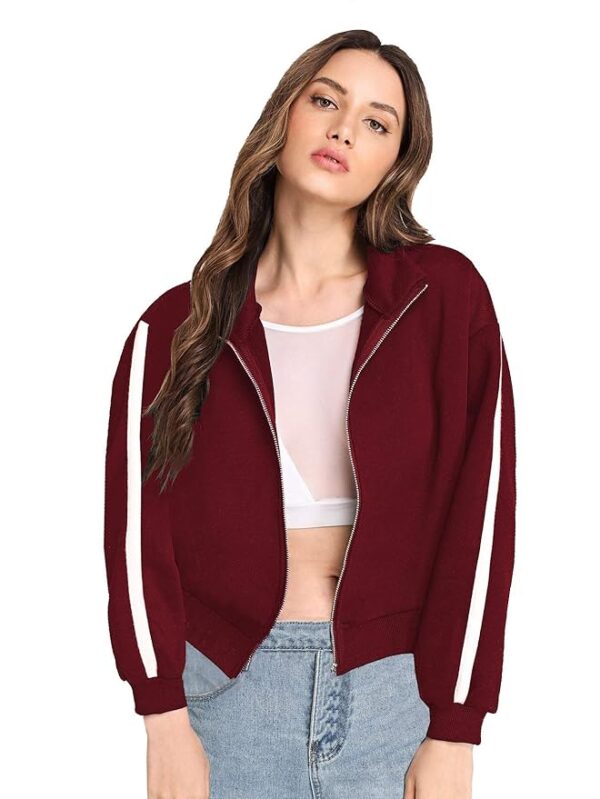 Women's Fleece Collared Neck Sweatshirt(Maroon)