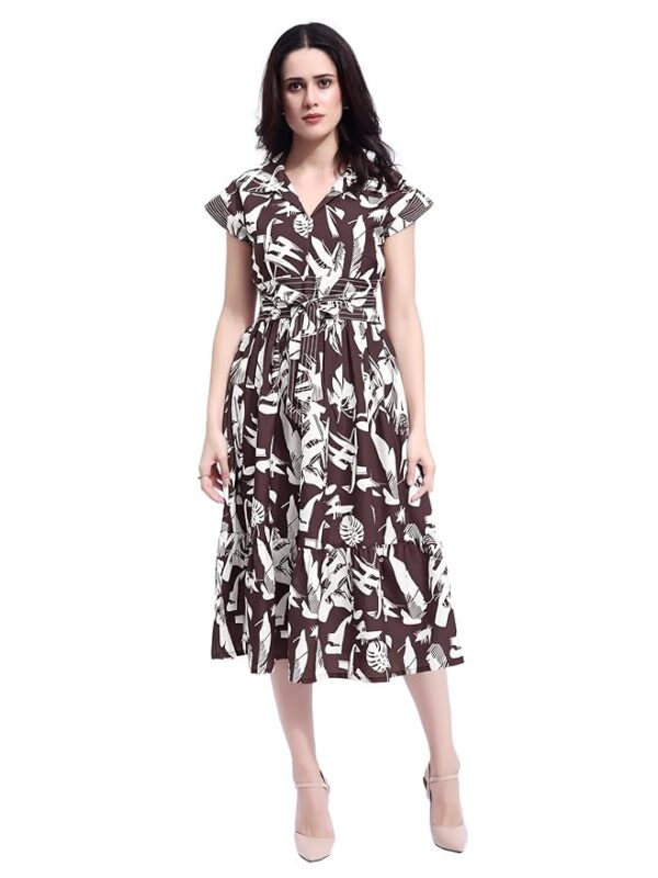 Women’s Maxi Cotton Blend Dress(Brown)