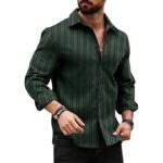 Green Stylish Men's Polyester Blend Full Sleeve Casual & Formal Shirt || Soft Breathable Fabric || Elegant Vertical Pattern