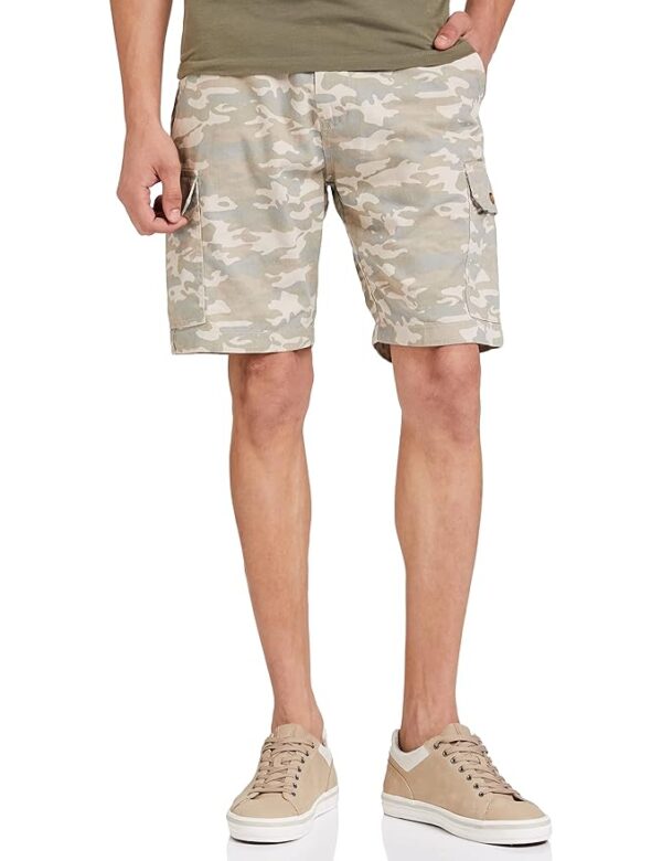 Men's Cotton Cargo Regular Fit Shorts | Casual Chinos(Khaki)