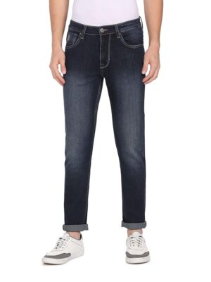 Men's Slim Fit Mid Rise Jeans (Faded Blue)