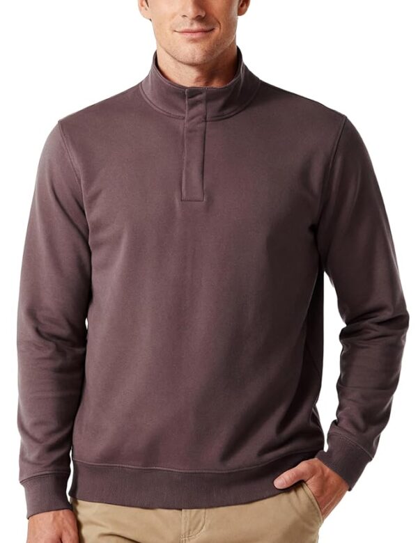 Premium Microfiber Blend High Neck Sweatshirt for Man, Fleece Lined Pullover Sweater for Men(Brown)