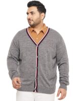 Plus Size V-Neck Long Sleeves Acrylic Cardigan Sweater