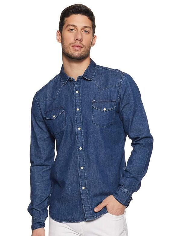 Men's Cotton Slim Fit Denim Shirt | Casual | Plain | Full Sleeve | Summer (Available in Plus Sizes)