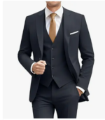 Mens Suit Solid Two Button Slim Fit Suit Set for Wedding Formal Business Suit Men 3 Piece Suit Blazer Vest Pants Set