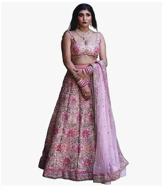 Women's Silk Semi Stitched Lehenga Choli With Dupatta | Heavy Embroidery Pattern | Traditional, Wedding, Ethnic Wear Lehenga
