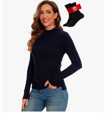 Merino Wool Base Layer Women - 100% Merino Wool Shirts for Women Long Sleeve Thermal Top Turtle Neck Shirt
