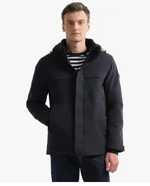 Sport men's detachable hood solid jacket